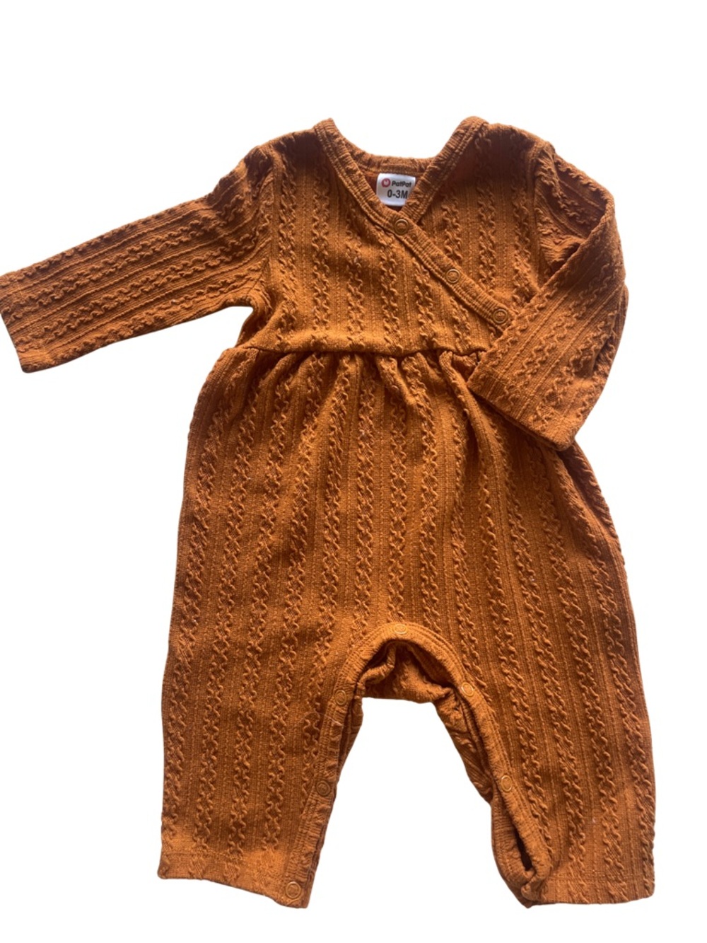 PatPat Rust Orange Knit Wrap One-Piece Bodysuit